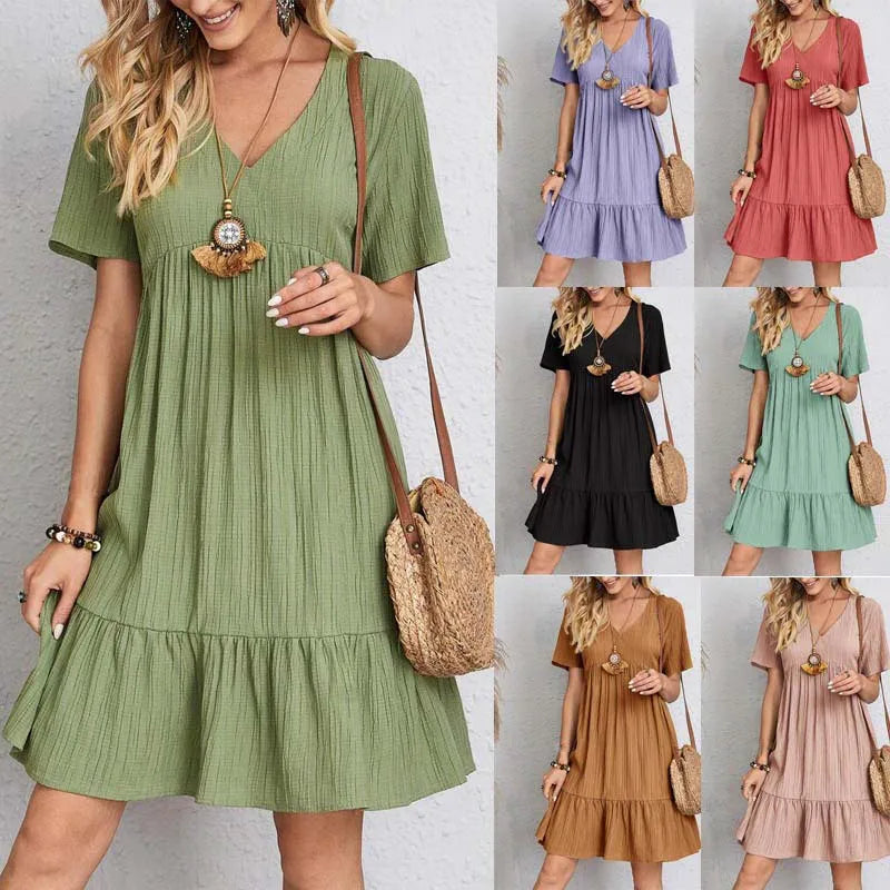 Women Short-Sleeved Basic Summer Dress