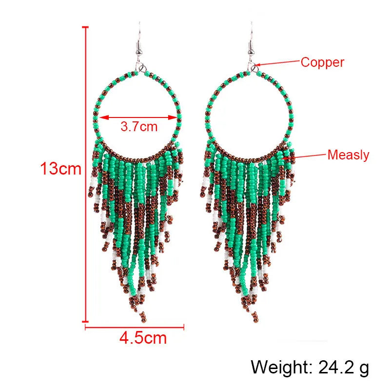 Bohemian Multicolor Beads Tassel Earrings