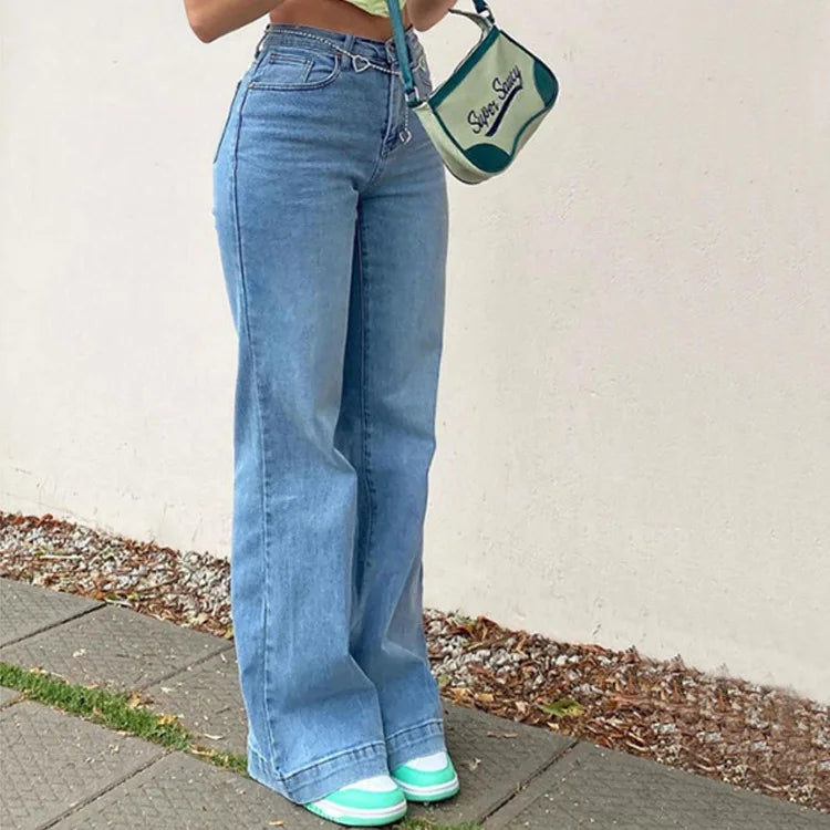 High Waist Stretchy Denim Flared