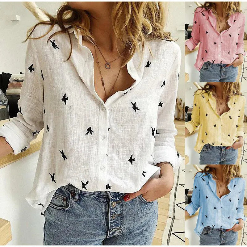 Women's Print Shirt Women's Long Sleeve Linen