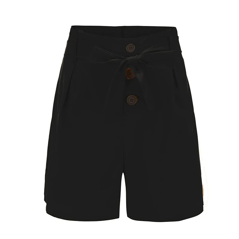 Y2K Solid Button Front Tie Shorts