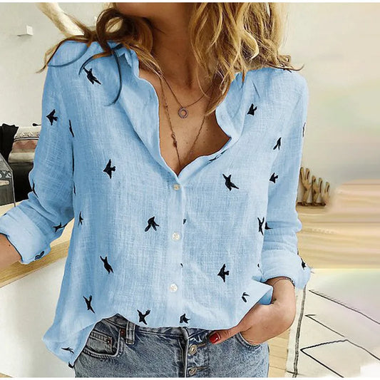 Women's Print Shirt Women's Long Sleeve Linen