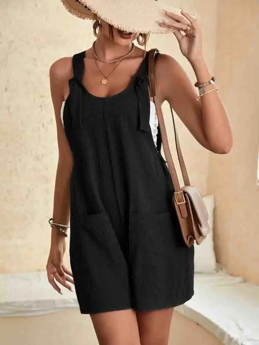 Romper Tie Knot Jumpsuits with Pockets