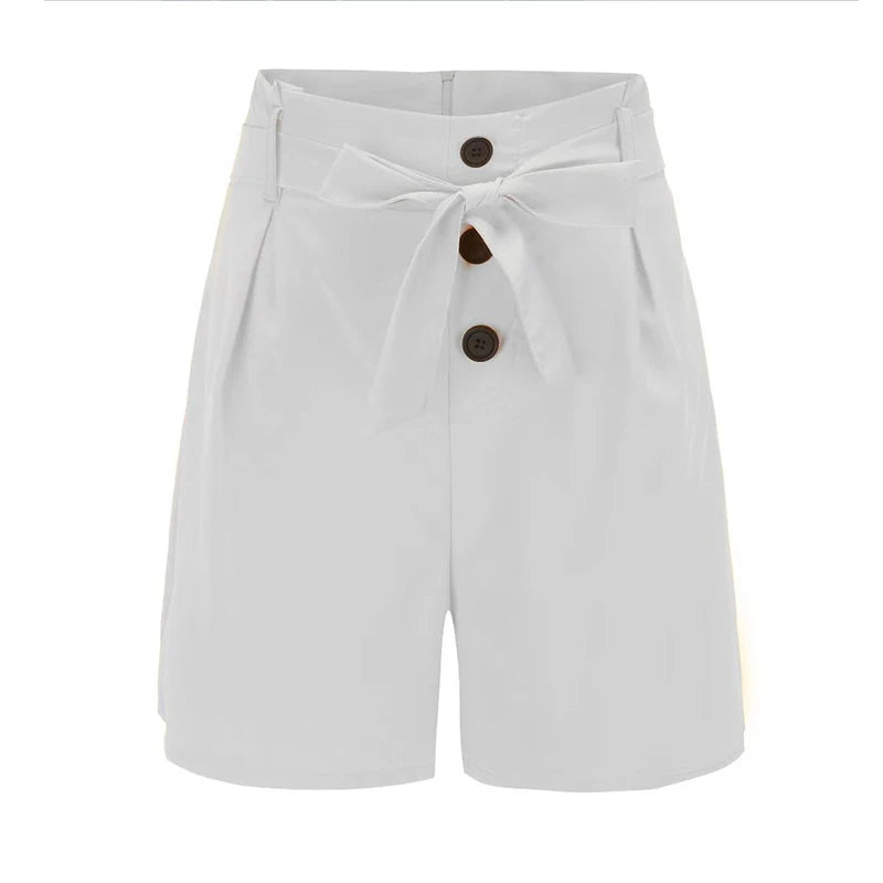 Y2K Solid Button Front Tie Shorts