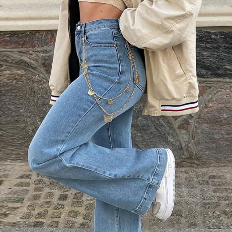 High Waist Stretchy Denim Flared