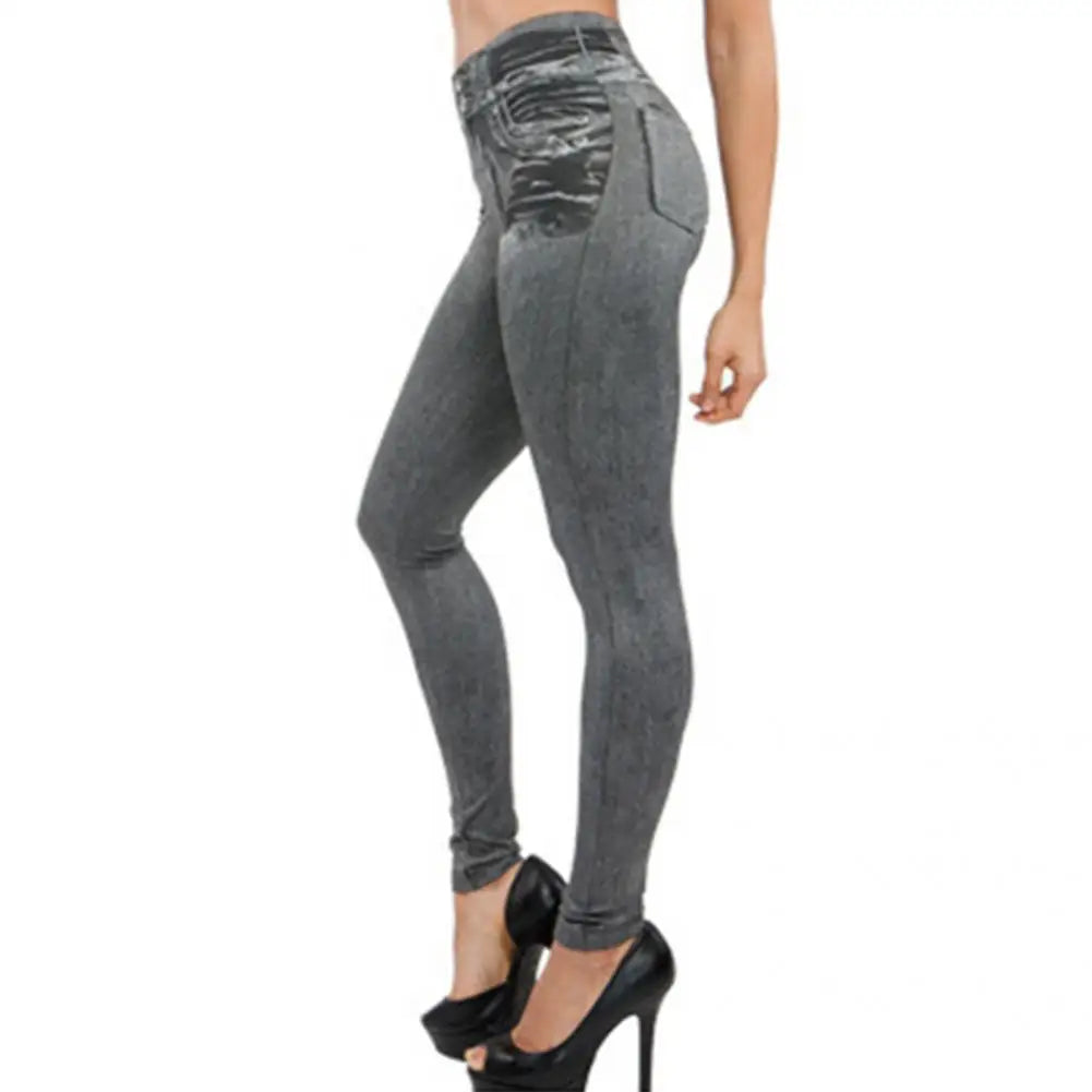 Denim like Jeggings, High Waisted pull on