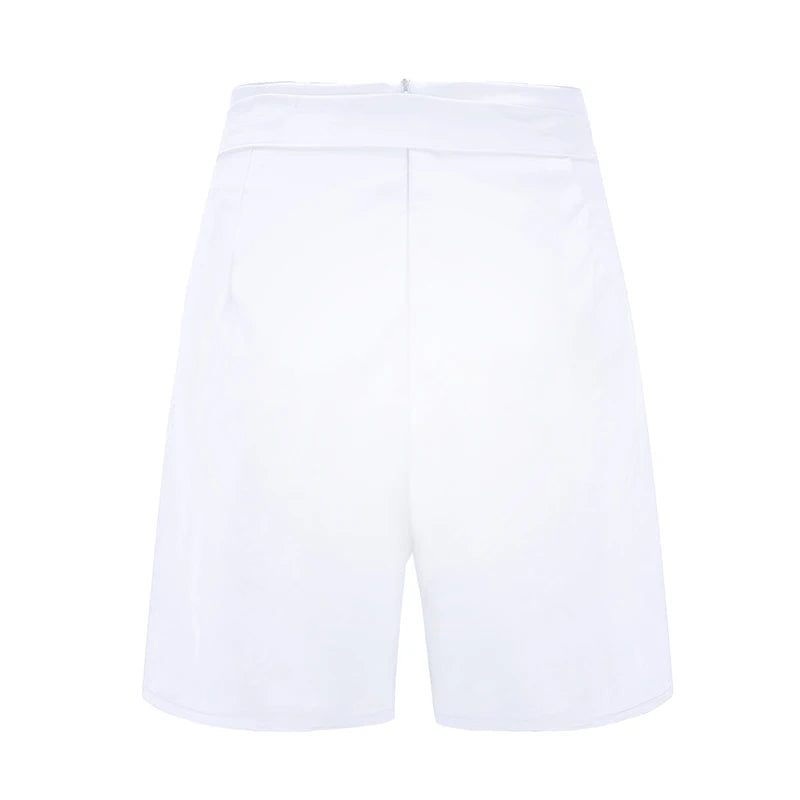 Y2K Solid Button Front Tie Shorts