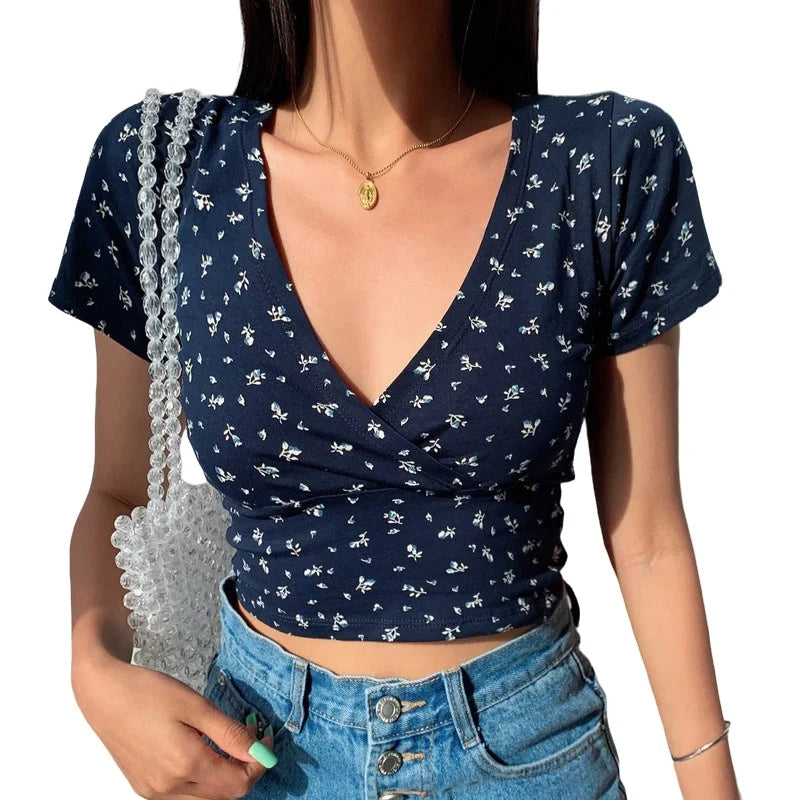 Casual V-Neck Crop Baby Doll