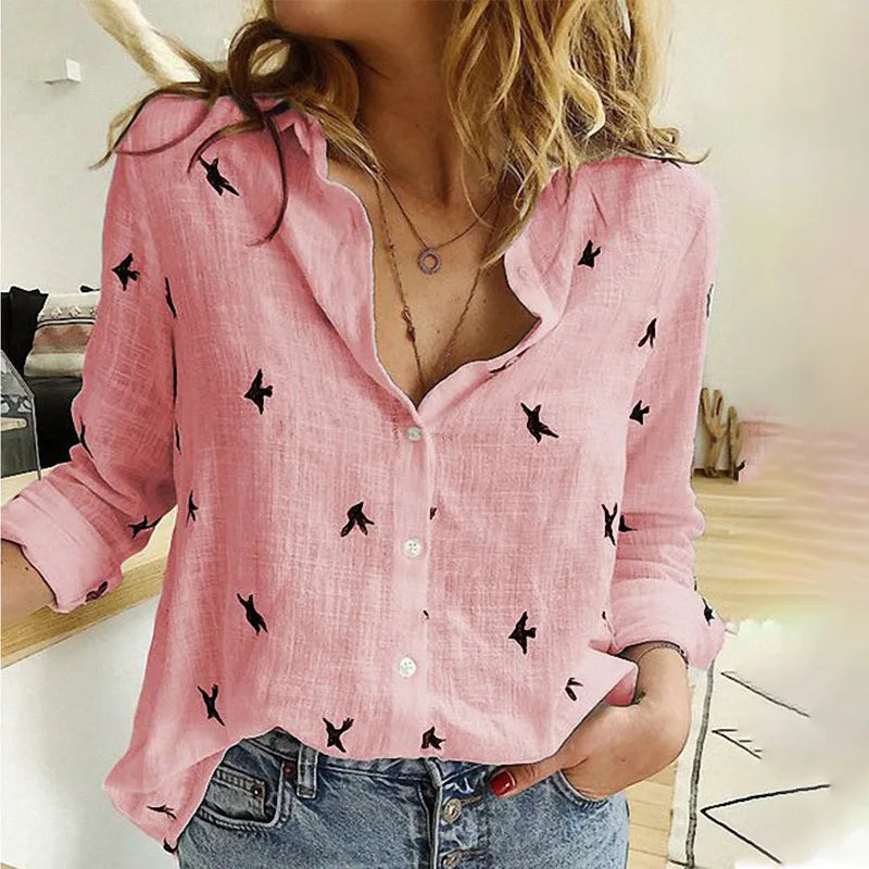 Women's Print Shirt Women's Long Sleeve Linen