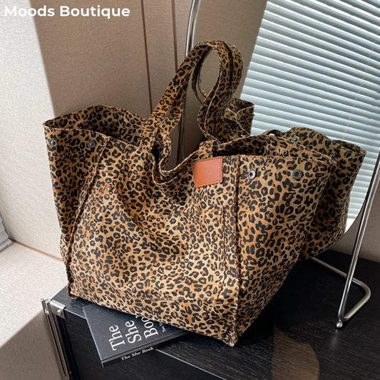 Oversized Leopard Print Shoulder Bags