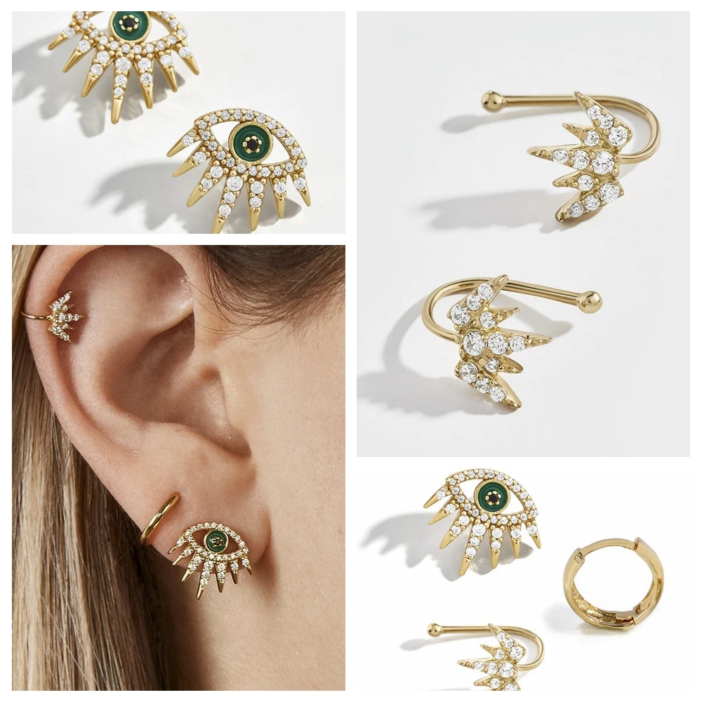 Crystal Metal Rhinestone Ear Cuff Set