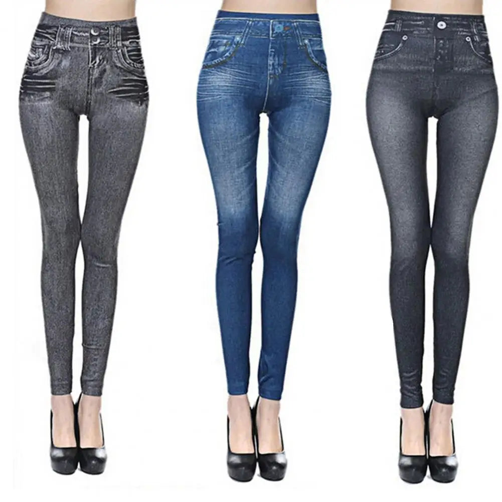 Denim like Jeggings, High Waisted pull on