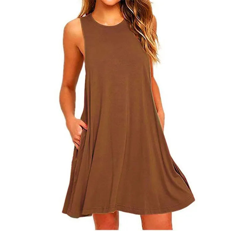 Casual Swing T-Shirt Dress With Pockets