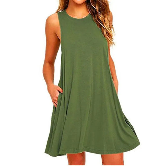 Casual Swing T-Shirt Dress With Pockets